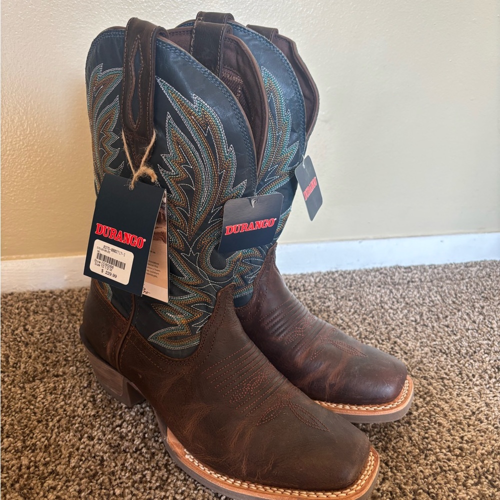Durango Brown Cowboy Boots with Pull-On Design